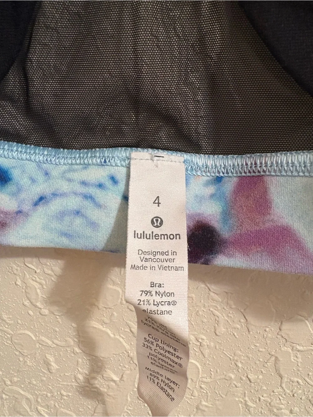 lululemon athletica Light Blue Tie-Dye Sports Bra with Black Racerback